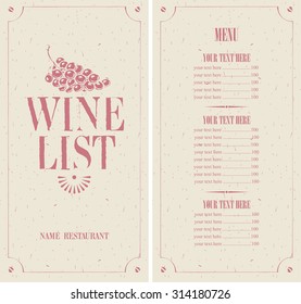 wine list with a bunch of grapes