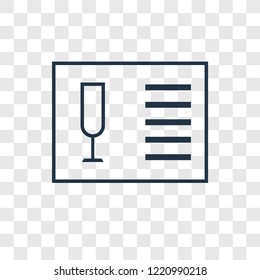 Wine list concept vector linear icon isolated on transparent background, Wine list concept transparency concept in outline style