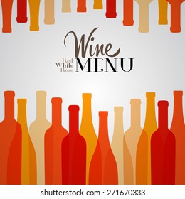 Wine list design for bar and restaurant. With bottles and text. Place for your text. Bottle silhouette