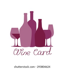 Wine list design for bar and restaurant. With bottles and text. Place for your text. Bottle silhouette. Suitable for poster, promotional flyer, invitation, banner or magazine cover.