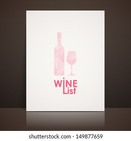 wine list design with a bottle and a wineglass signs