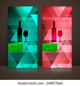 wine list design with a bottle and a wineglass signs