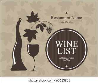 Wine list design for cafe and restaurant