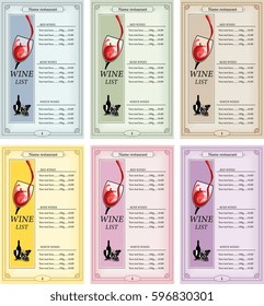 wine list design, grapes, leaves, bottle, glass, contour, shadow, cover, page, paper, drink, card 