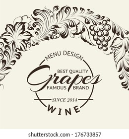 Wine list design layout on chalkboard. Vector illustration