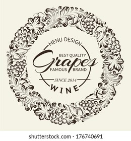 Wine list design layout on chalkboard. Vector illustration