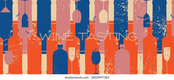Wine list design, restaurant menu, poster. Vector illustration alcohol set, glasses, flat design