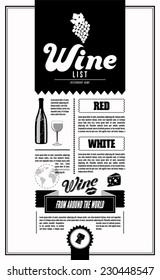 Wine List. Design template.