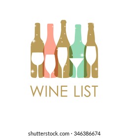 Wine list design template. Christmas or New year  card.