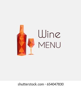 Wine list design templates with different wine bottle and glasses. Bright colors wine concept for poster, print logo, and other design.
