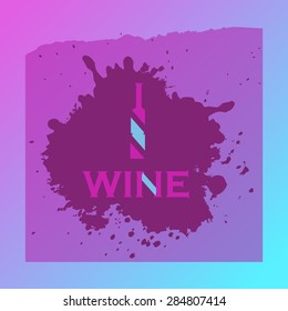 Wine list design. Vector banner with spots and splashes of Wine list. Blue and pink colors.