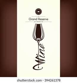 Wine list design. Vector brochure template for wine shop, winery, wine list, cafe, restaurant, bar. Food and drinks logotype symbols. Wine glasses