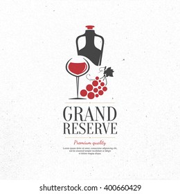 Wine list design. Vector brochure template for wine shop, winery, wine list, cafe, restaurant, bar. Food and drinks logotype symbols. Wine bottles and wine glasses