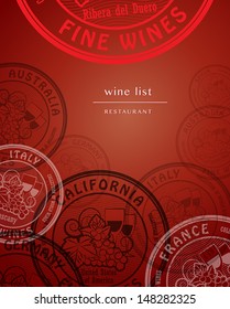 Wine list design, vector illustration