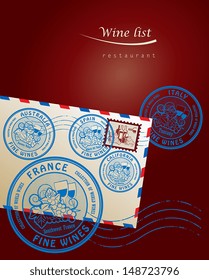 Wine list design, vector illustration