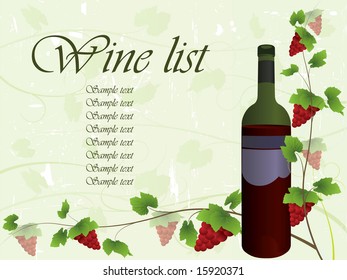 Wine list with easy to remove sample text