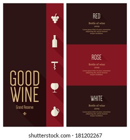 Wine list. Flat design