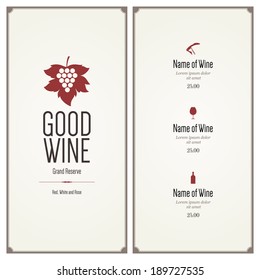 Wine List. Flat Design