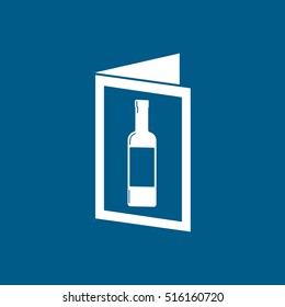 Wine List Flat Icon On Blue Background