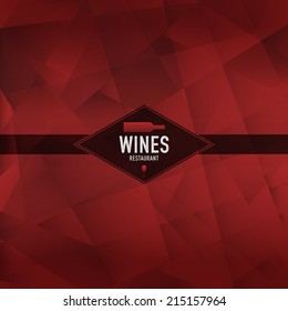 Wine list with geometric background, elegant.  Template for wine list. Red tone background. Suitable for red wines. Vector 