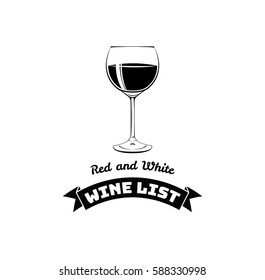 Wine List Glass. Badges and label alcohol icon. Vector illustration