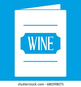 Wine list icon white isolated on blue background vector illustration