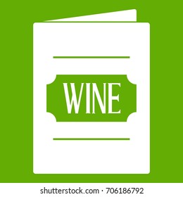 Wine list icon white isolated on green background. Vector illustration