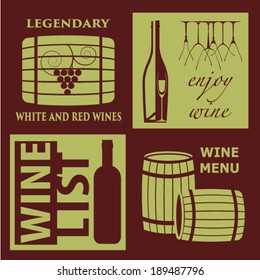 Wine list icons stock vector