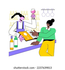 Wine list isolated cartoon vector illustrations. Young woman choosing beverage from a wine list, communication with waiter, sommelier advice, red and white wine, going out vector cartoon. - Powered by Shutterstock - Get 15% off with code: PIKWIZARD15