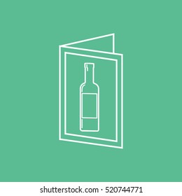 Wine List Line Icon On Green Background