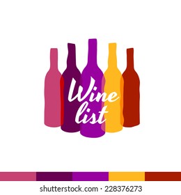 Wine list logo template. Menu title decoration. Transparency are flattened.