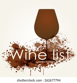 Wine list menu with brown glass and blotched design