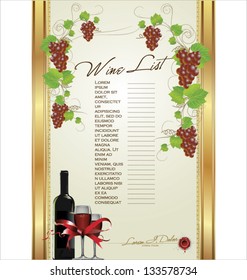Wine List Menu Card