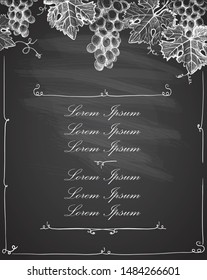 Wine list menu card design concept on a chalkboard