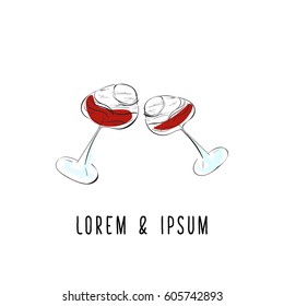 Wine list menu card  template. Hand drawn vector logotype