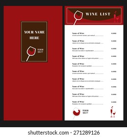 Wine list menu design template layout for Restaurant business