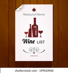 Wine list menu. Red and white