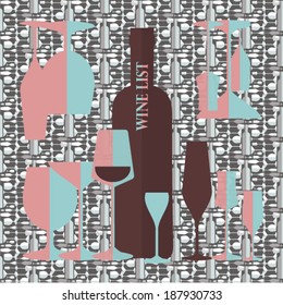 wine list on a bottles and glasses pattern