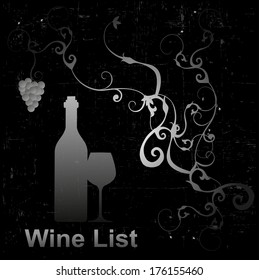 wine list on grunge background