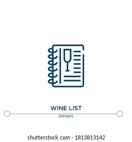 wine list outline vector icon. simple element illustration. wine list outline icon from editable drinks concept. can be used for web and mobile
