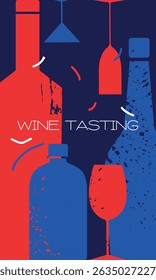 Wine list, restaurant menu, bar banner, vector flat design. Alcohol collection, glasses, white wine, cocktail, brandy, drink party