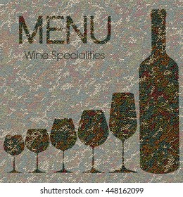 Wine list with wine specialties - textile and mosaic design