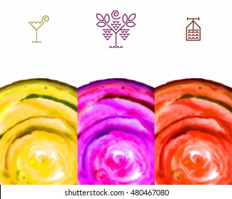 Wine list with texture and icons