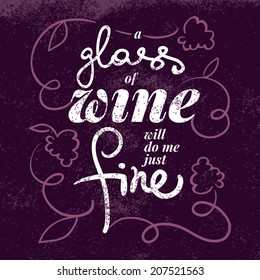 Wine list typographic poster. Hand drawn vector illustration. Menu design