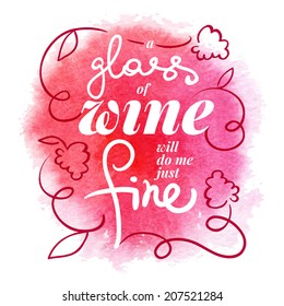 Wine list typographic poster. Watercolor hand drawn vector illustration. Menu design	