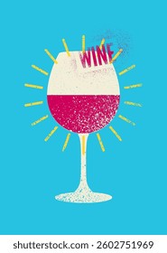 Wine List typographical vintage style grunge poster design. Retro vector illustration.