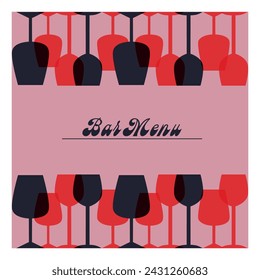 Wine list. Vector brochure template for wine shop, winery, wine list, restaurant, bar. Flat style