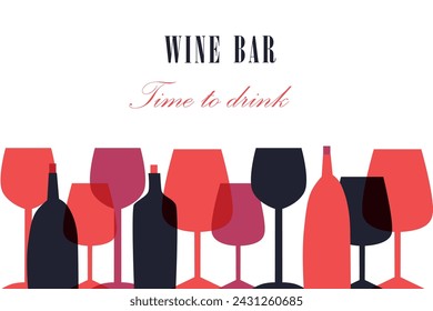 Wine list. Vector brochure template for wine shop, winery, wine list, restaurant, bar. Flat style