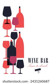 Wine list. Vector brochure template for wine shop, winery, wine list, restaurant, bar. Flat style