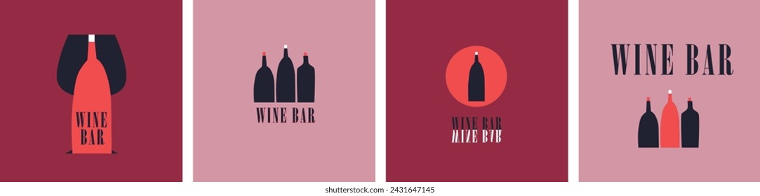 Carta de vinos. Plantilla de folleto vectorial para tienda de vinos, bodega, lista de vinos, restaurante, bar. Bebe el logo. Estilo plano